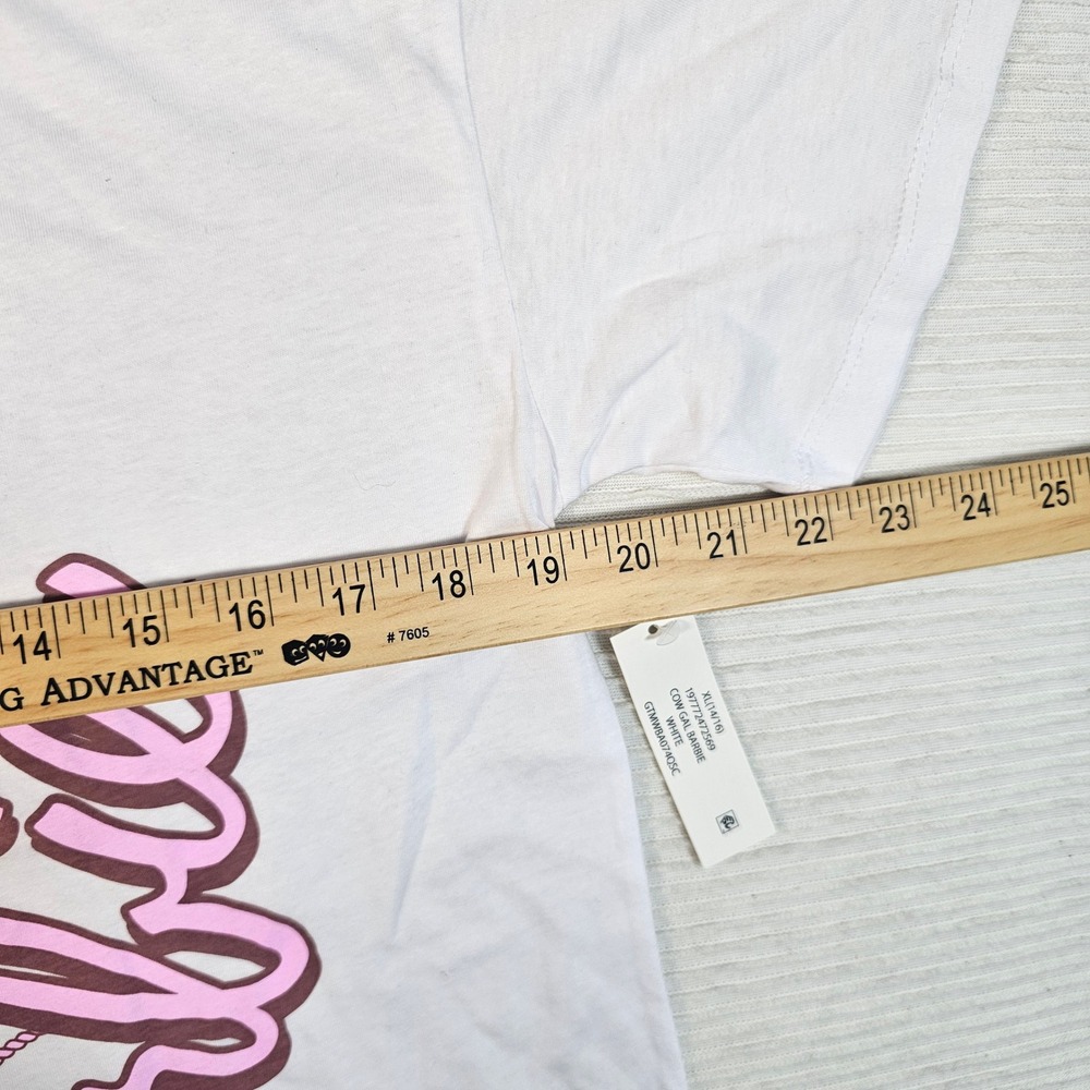 Barbie Cowgirl Graphic T-Shirt XL 14/16 White Pink Western Lasso Stars NWT - Picture 6 of 7